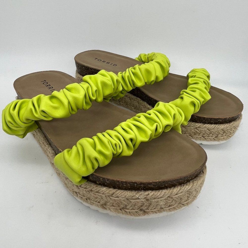 Torrid Lime Green and Tan Platform Sandals - Size 8WW